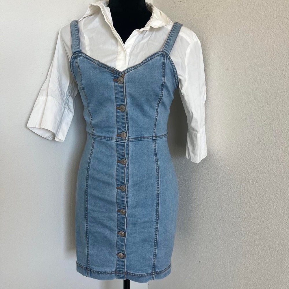 Forever 21 Strappy Jean Dress ( Size L)